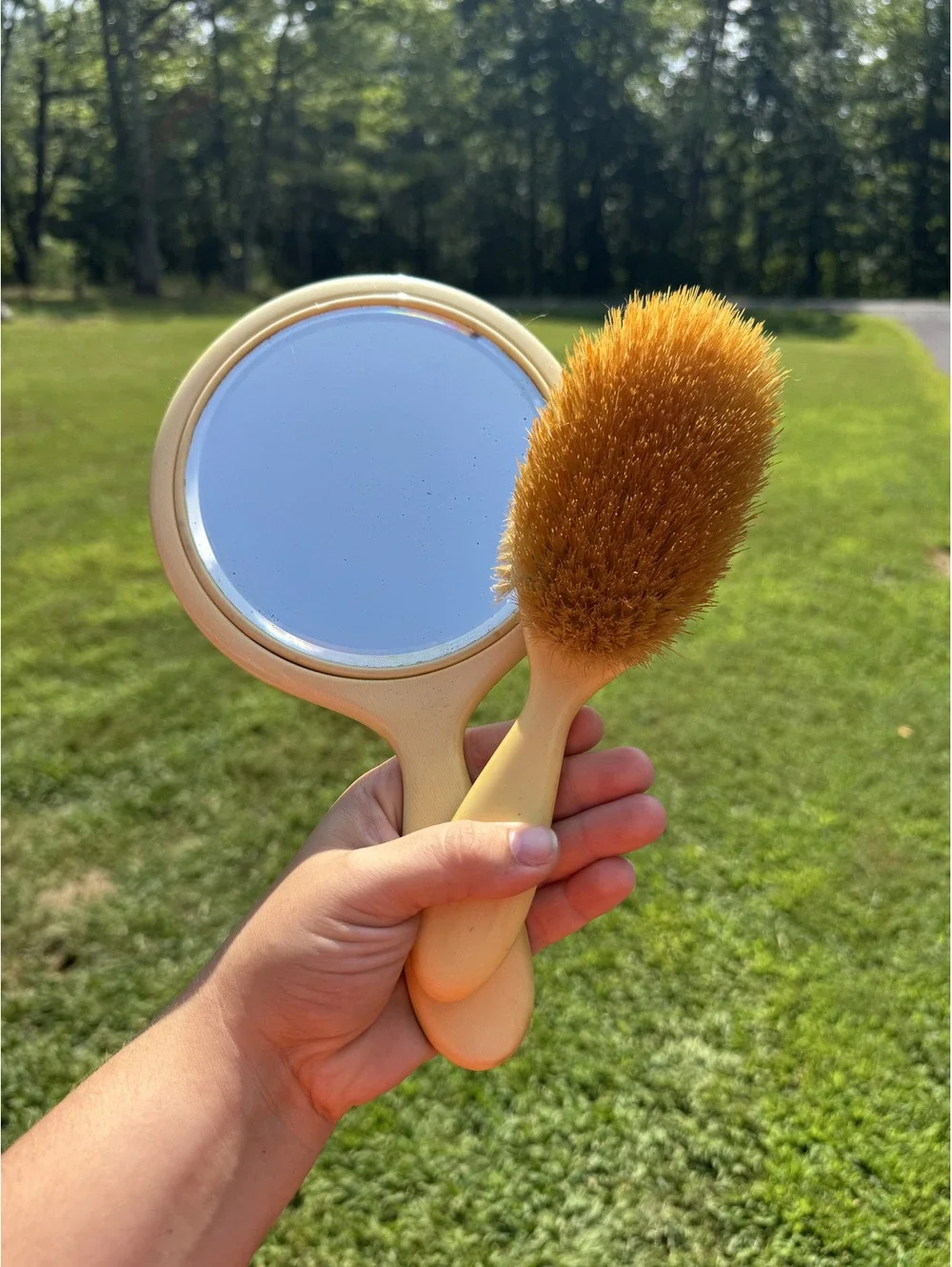 Vintage Pyralin Vanity Set/Art Deco - Brush and Mirror